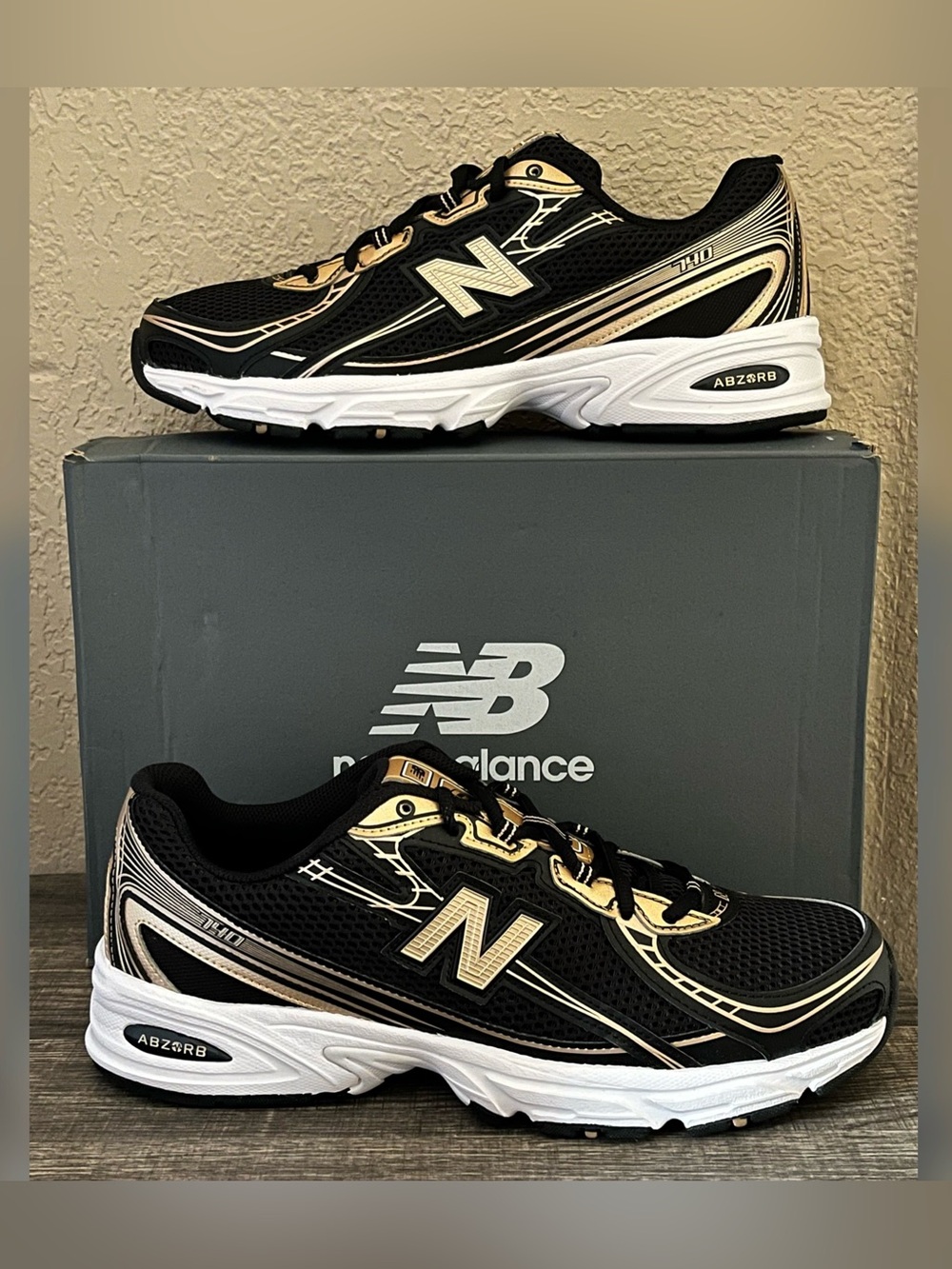 New Balance 740 Black & Gold Color Shoes Men's Size- 11